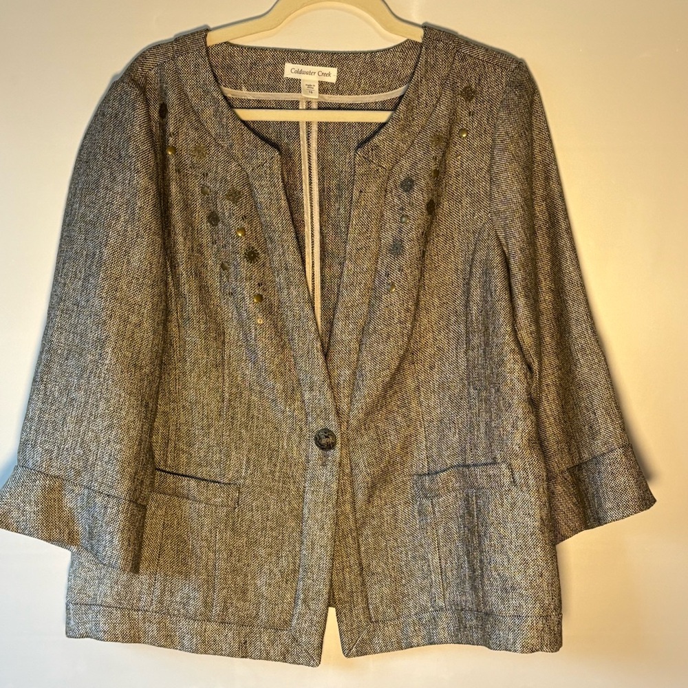 Coldwater Creek Women's Gray Blazer with Embellishments